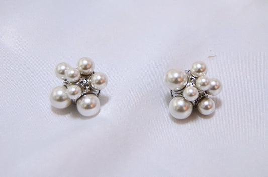 Aura Silver and Pearl Geometric Studs