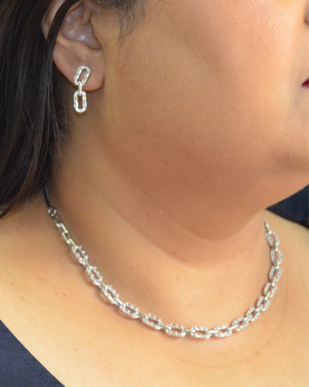 Clip Style CZ Necklace Set