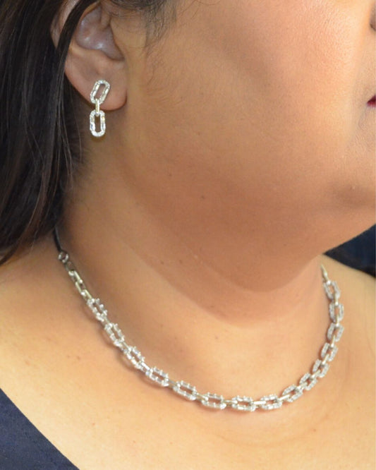 Clip Style CZ Necklace Set