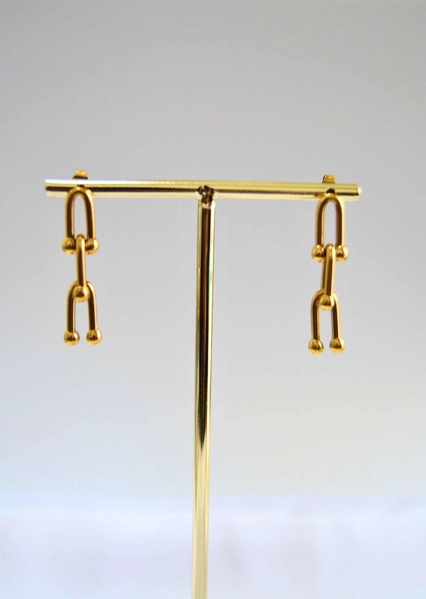 Eclipse Clip Style Multilayer Gold Drop Earrings