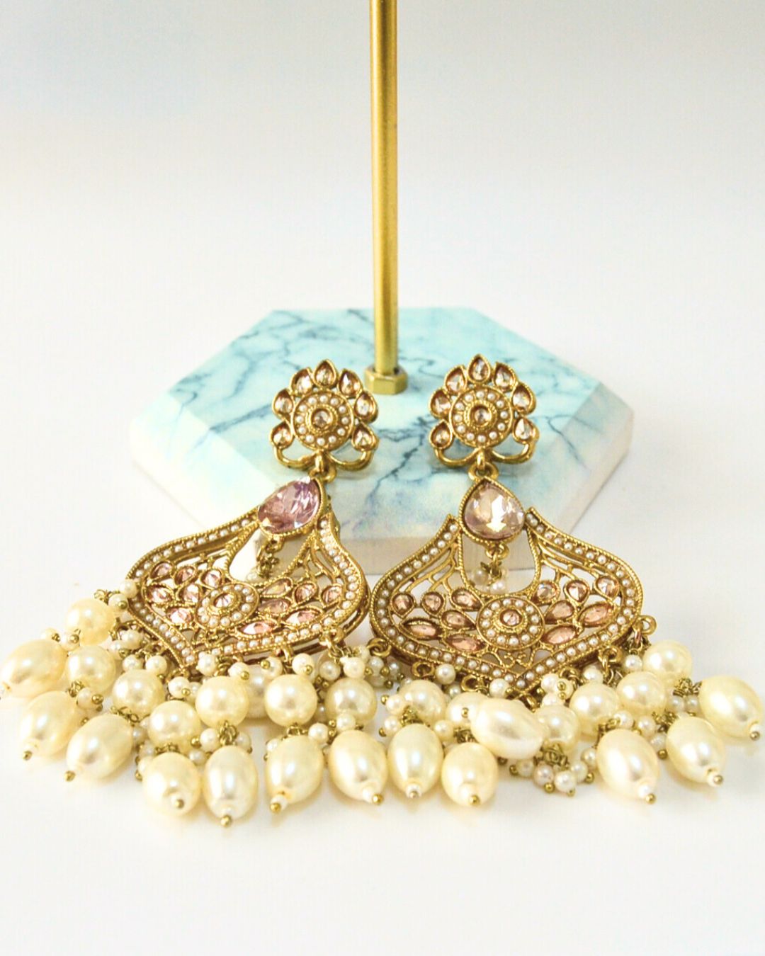 Pearl Crystal Chandbali