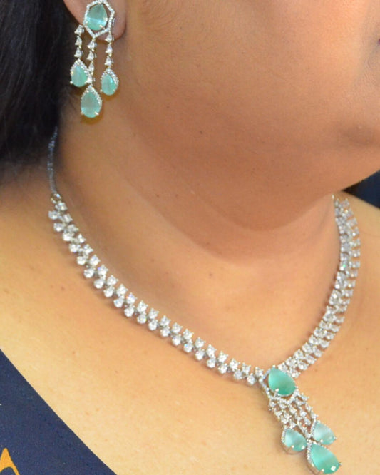 Camelia Zirconia Necklace set Mint