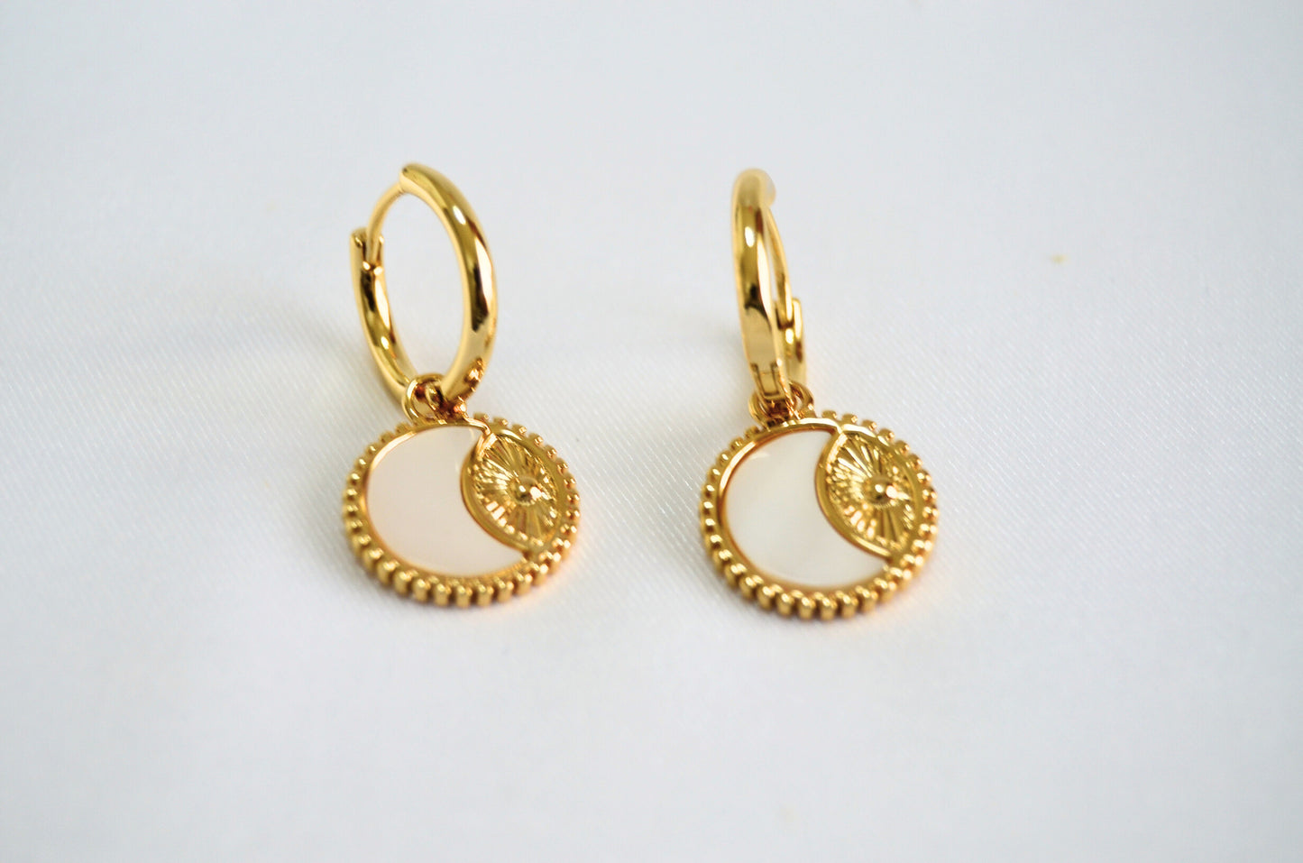 Starlight Gold Shell Coin Drop Earrings