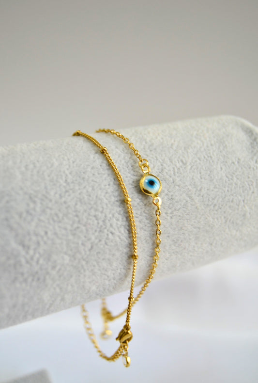 Evil Eye Layered Chain Bracelet