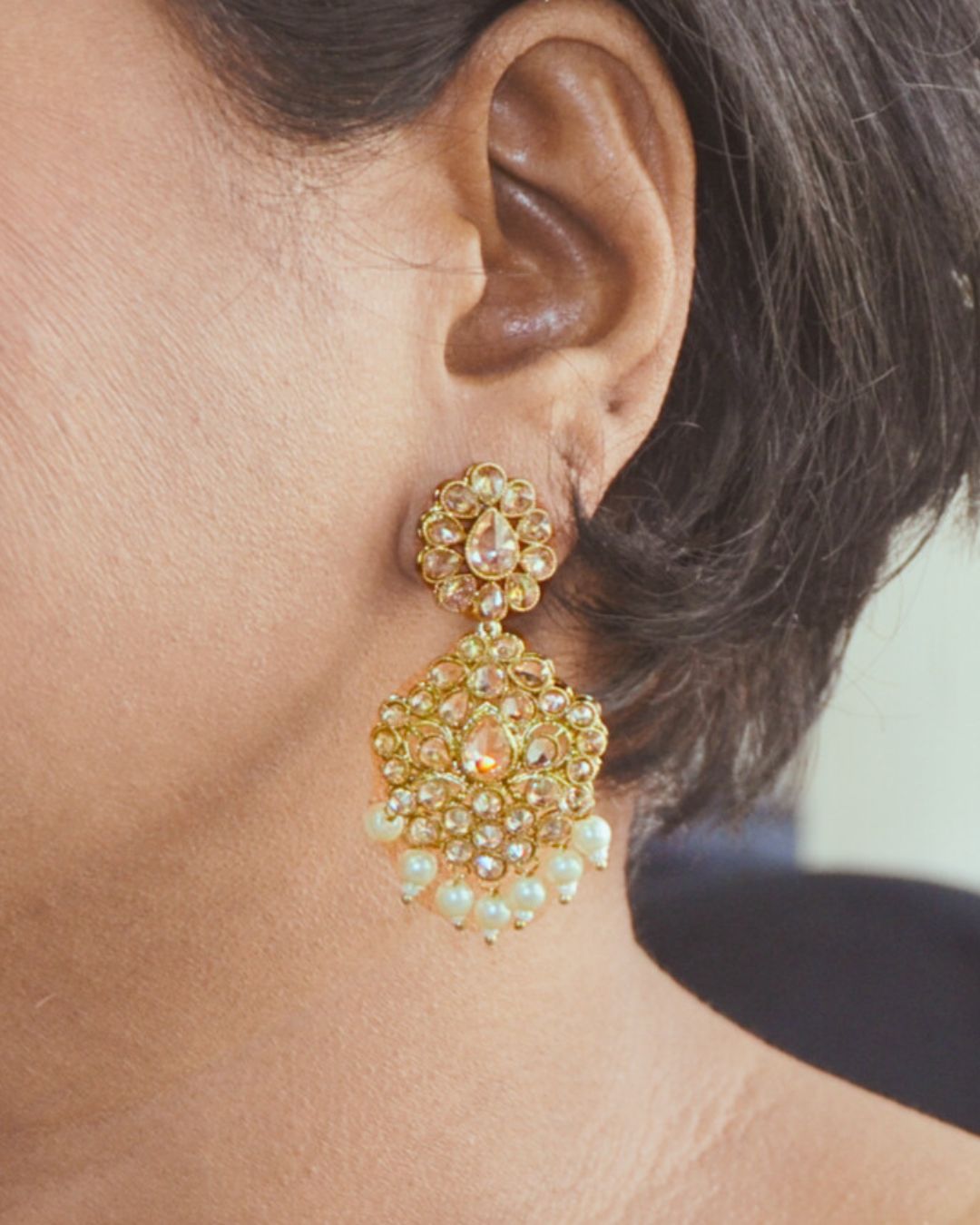 Zarna Drop Earrings (available in white, red-green & multicolor)