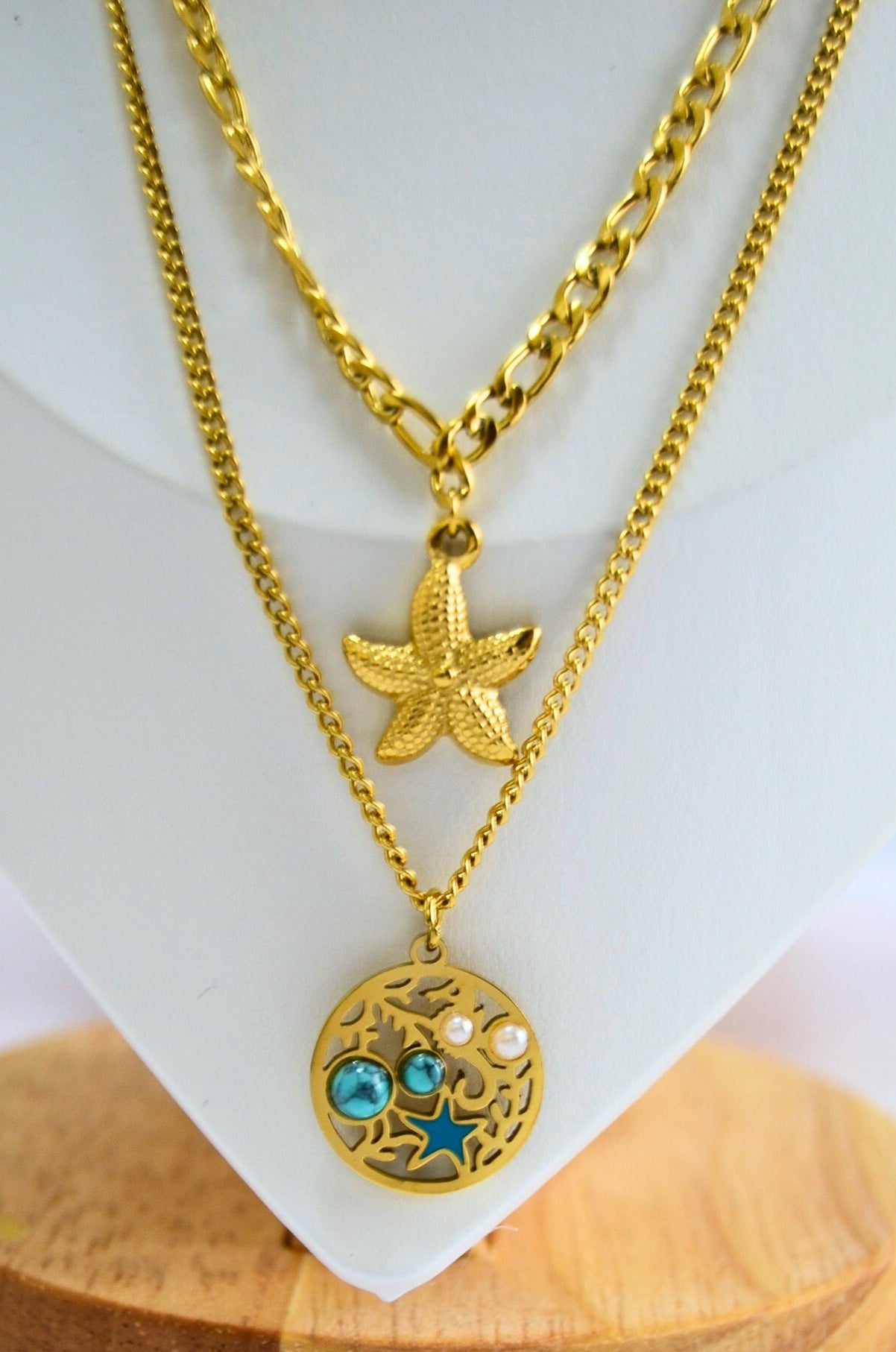 Eclipse Layered Necklace with Star & Coin Pendant