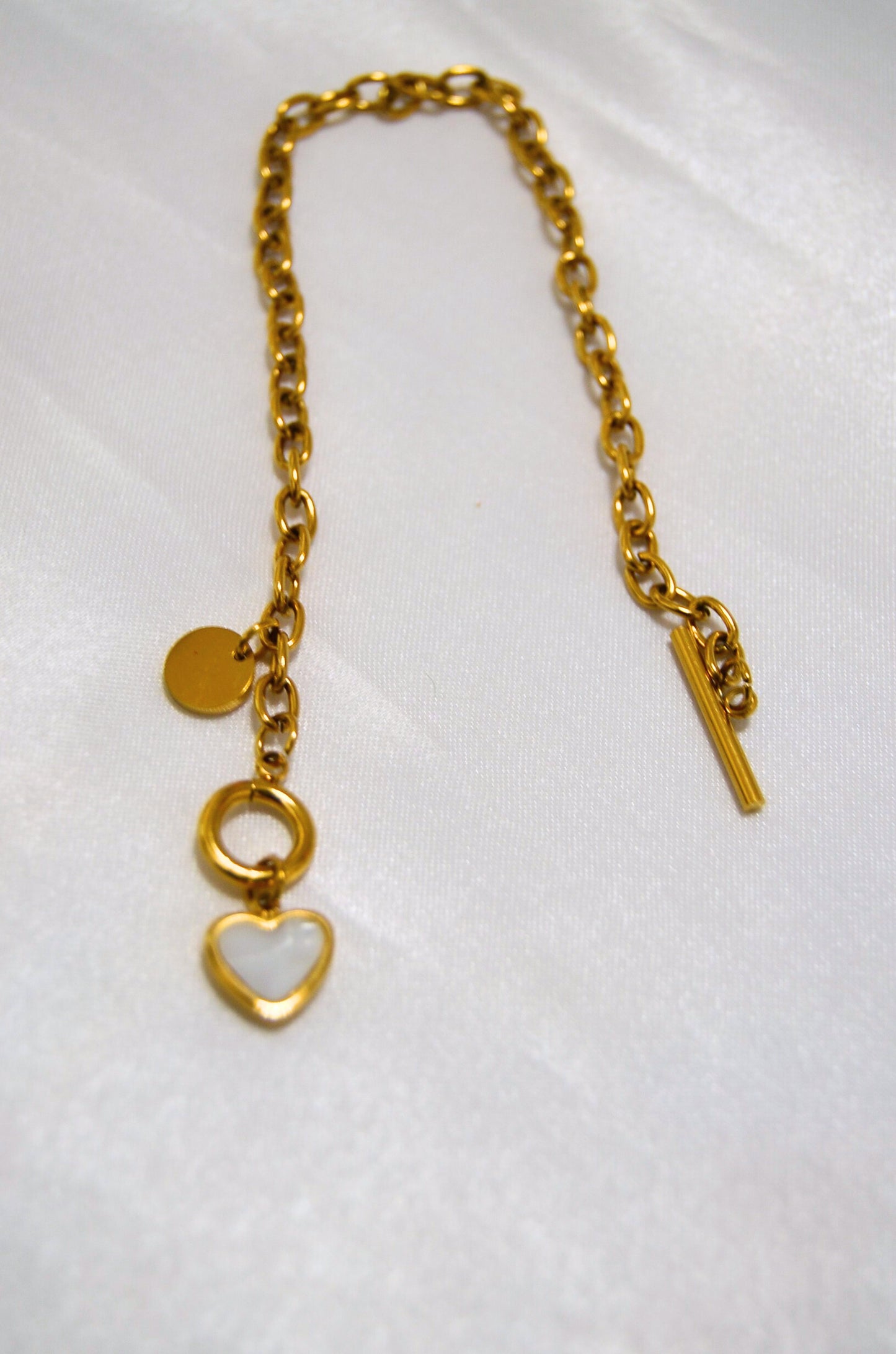 Forever Yours Gold Shell Heart Charms Bracelet