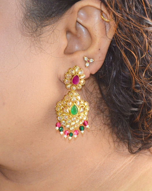 Zarna Drop Earrings (available in white, red-green & multicolor)