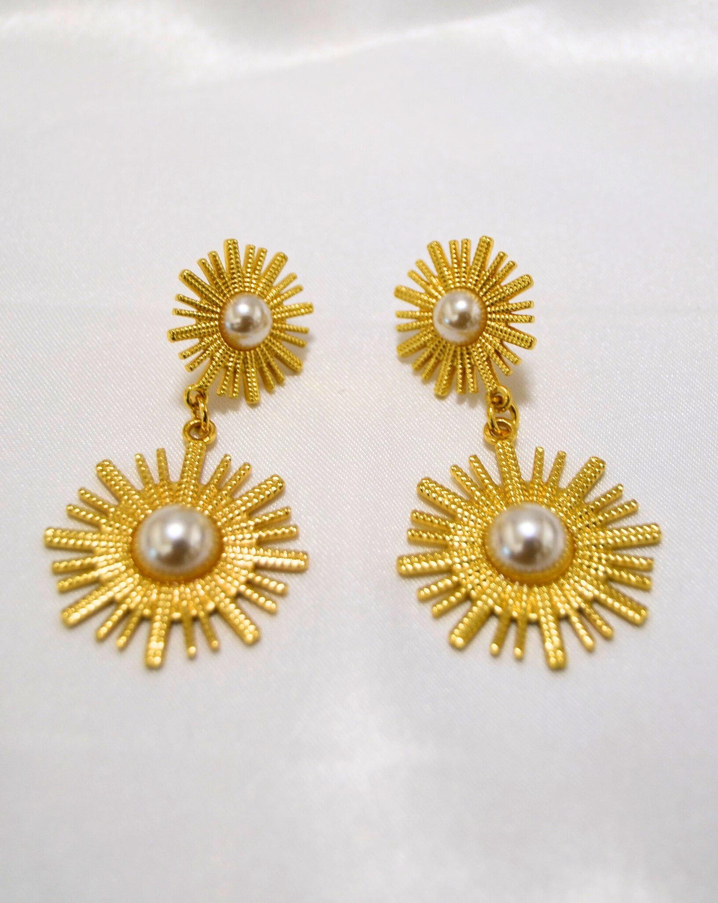 Mystic Pearl Sunburst Drop Earrings