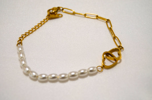 Forever Yours Gold Plated Pearl Charms Bracelet