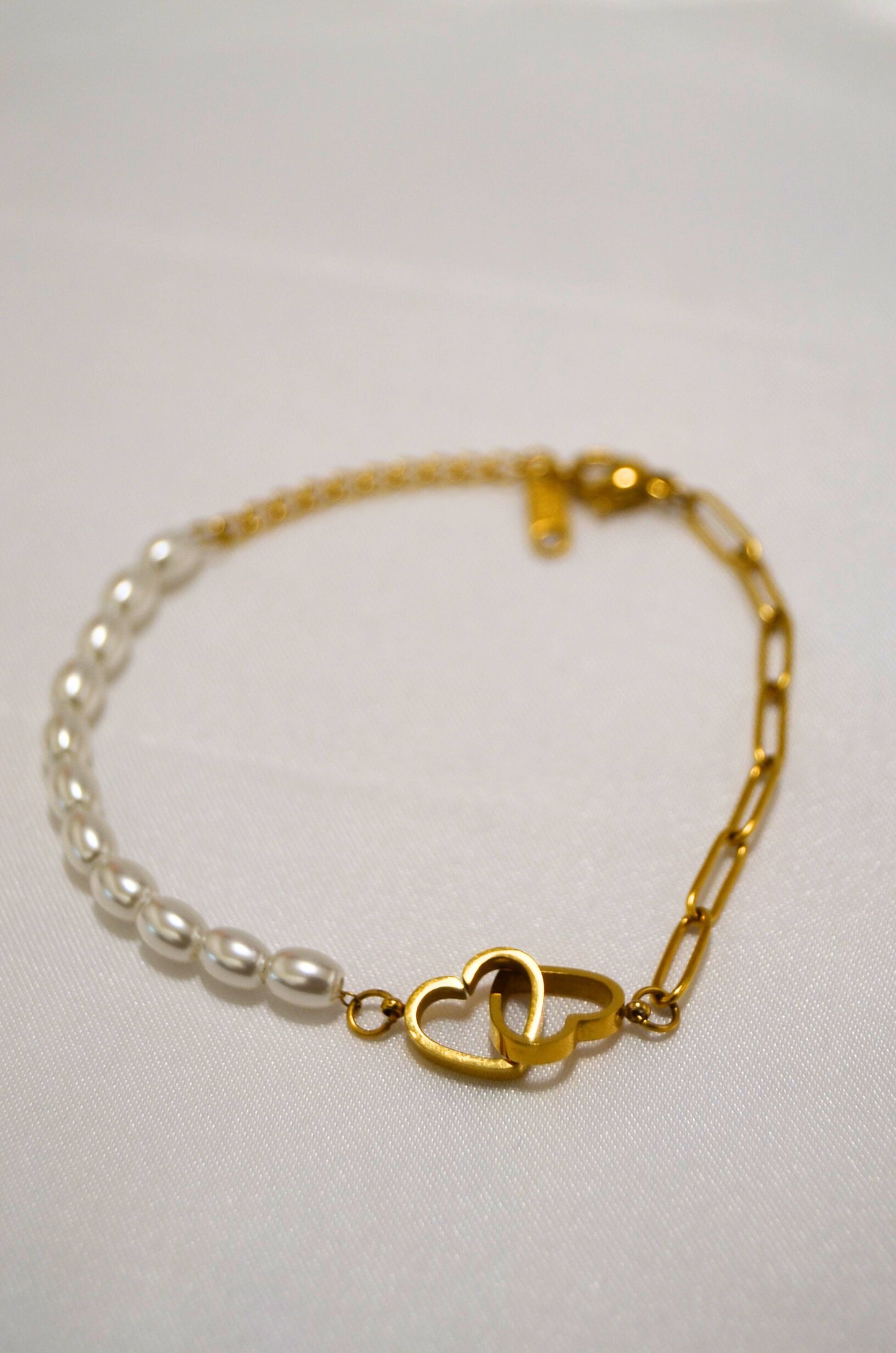 Forever Yours Gold Plated Pearl Charms Bracelet