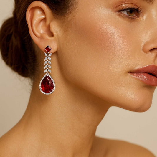 Diva Zirconia Drop Earrings (available in blue, pink, mint, green, magenta, white)
