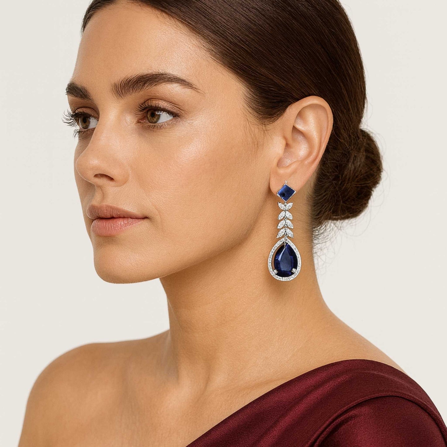 Diva Zirconia Drop Earrings (available in blue, pink, mint, green, magenta, white)