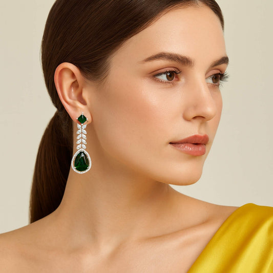 Diva Zirconia Drop Earrings (available in blue, pink, mint, green, magenta, white)