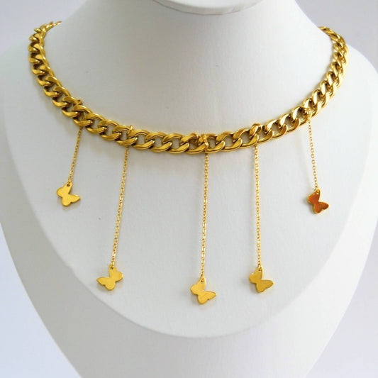 Eclipse Bowknot Multi Tassel Choker Necklace