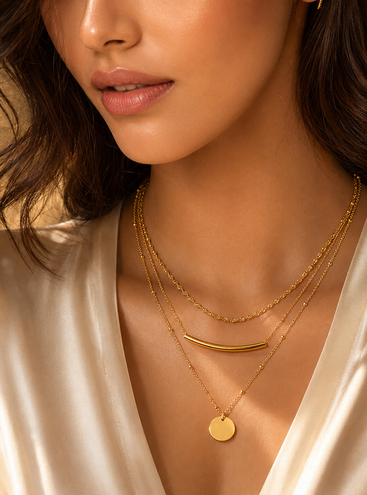 Eclipse Layered Necklace with Coin Pendant