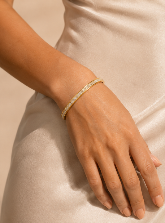 Elegance Classic Gold with Cubic Zirconia insert Bangle