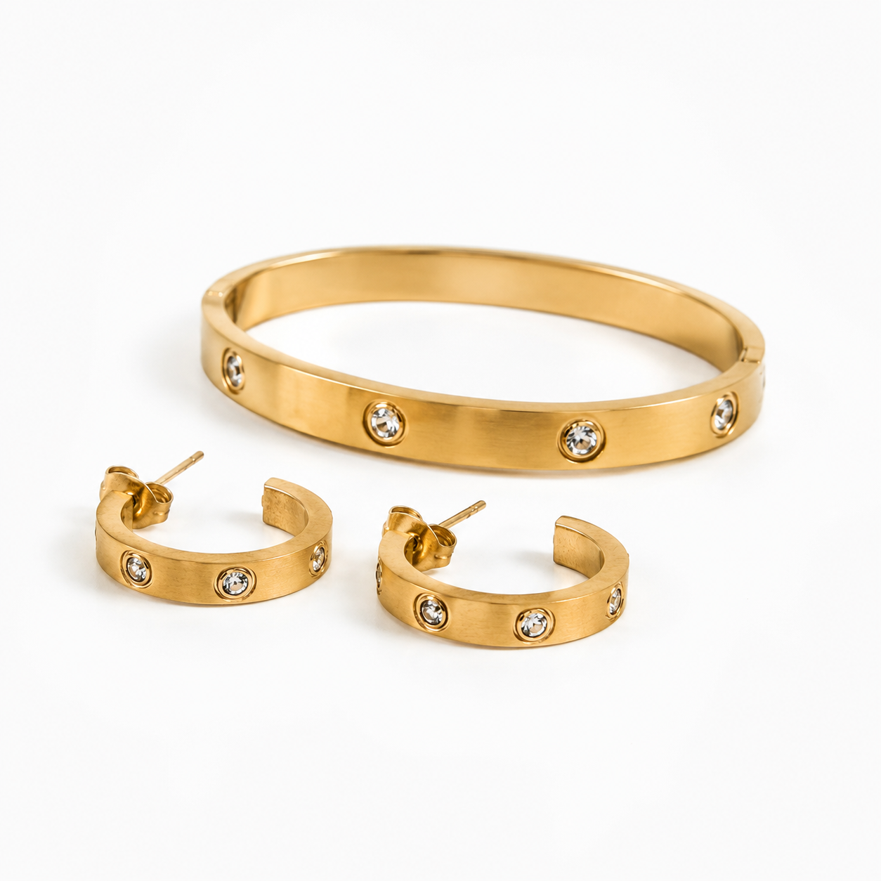 Elegance Bangle & Huggie Earrings
