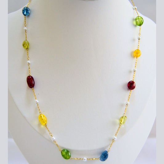 multicolored beaded necklace, multi-color beads, beaded necklace | andaazs
