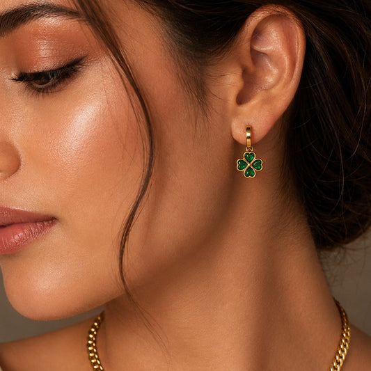 Floral Essence Elegant Emerald Earrings