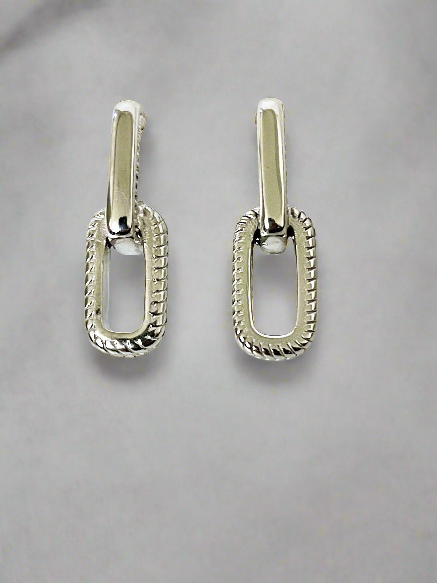 Eclipse Clip Style Silver Drop Earrings