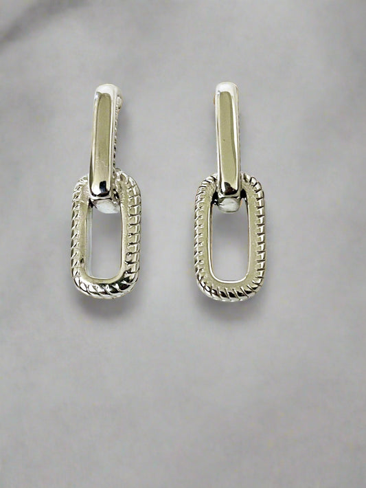 Eclipse Clip Style Silver Drop Earrings