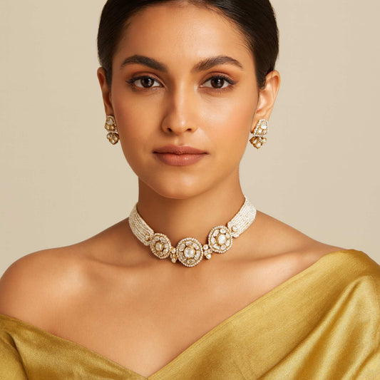 Malak Kundan Pearl Necklace Set