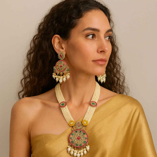 Malika Pearl Pendant Set Multicolor