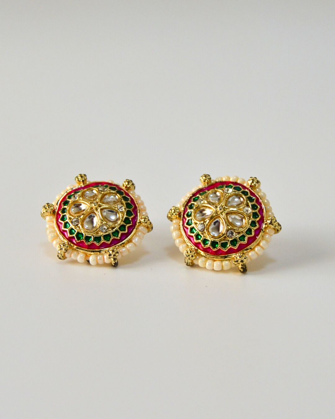Meenakari Stud Earrings (available in magenta, pink, white, red, yellow)