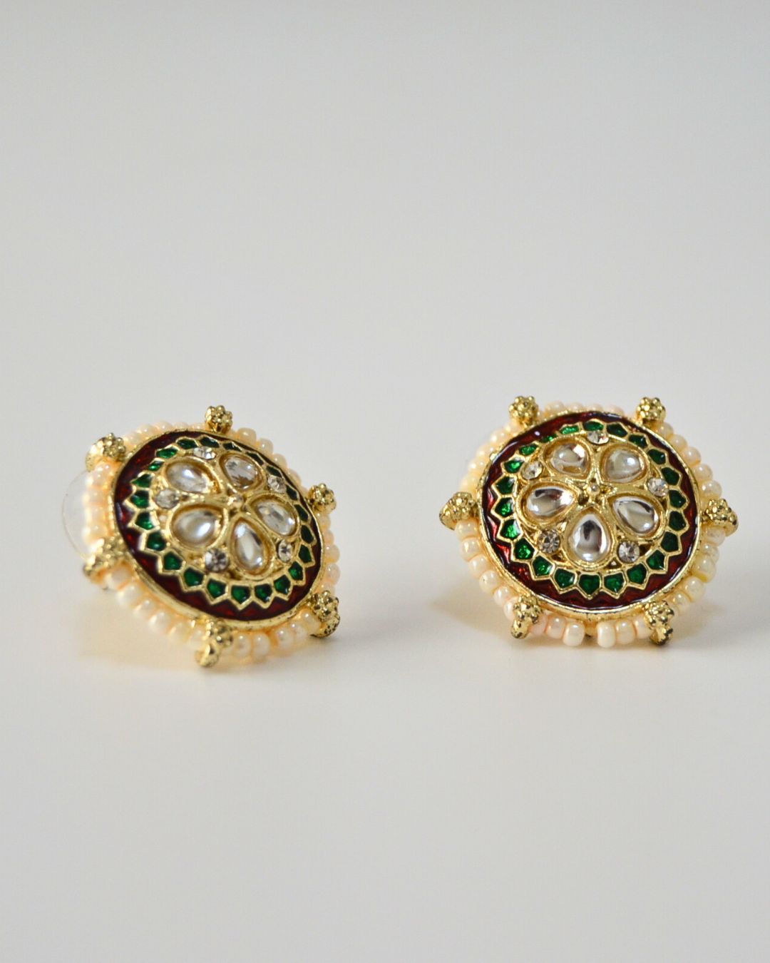 Meenakari Stud Earrings (available in magenta, pink, white, red, yellow)