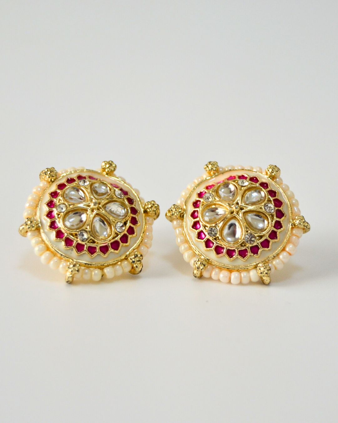 Meenakari Stud Earrings (available in magenta, pink, white, red, yellow)
