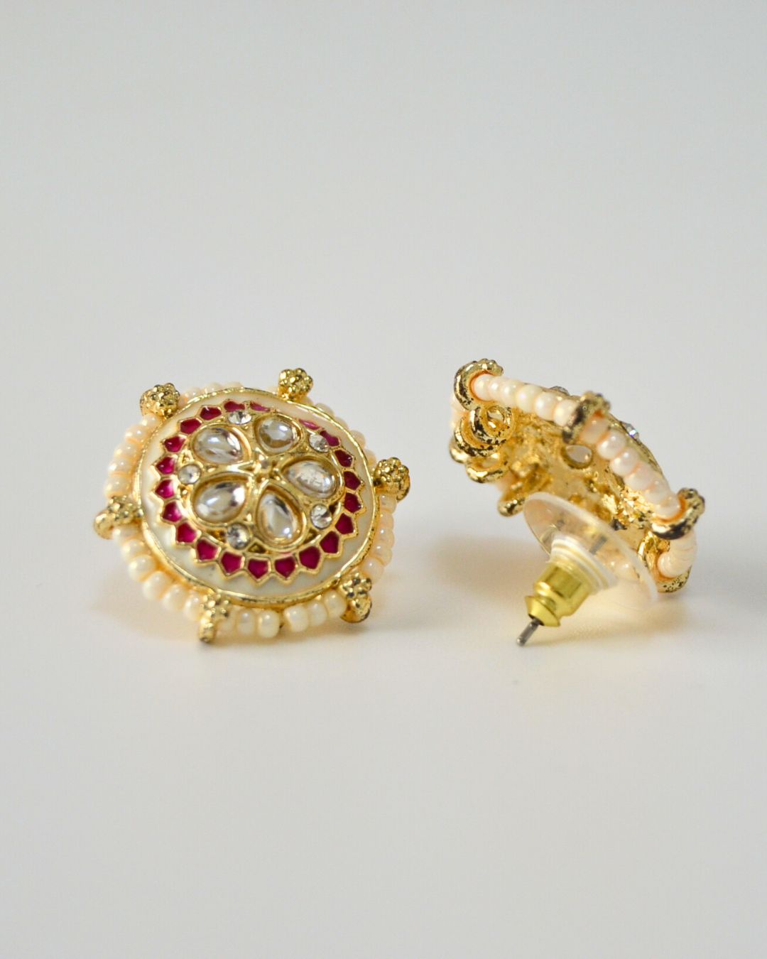 Meenakari Stud Earrings (available in magenta, pink, white, red, yellow)