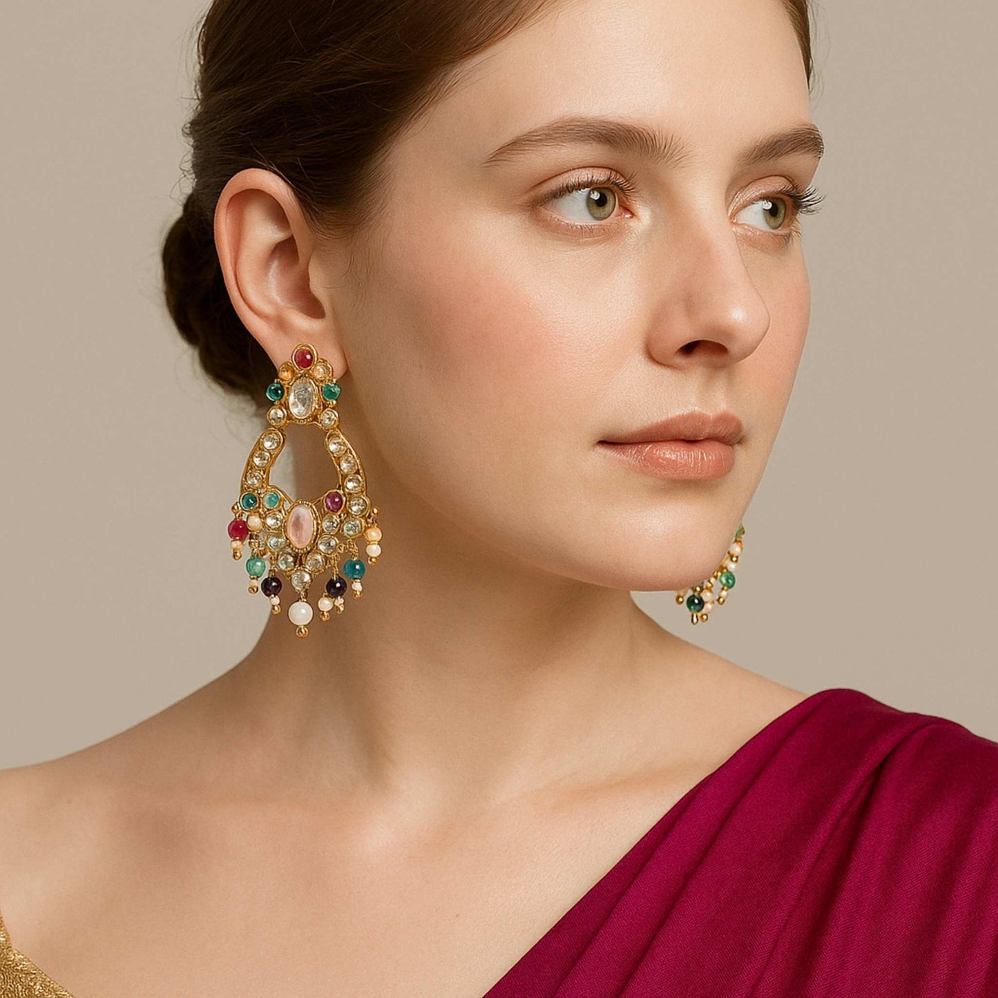 Mehira Stud Earrings (available in white, green, multicolor)