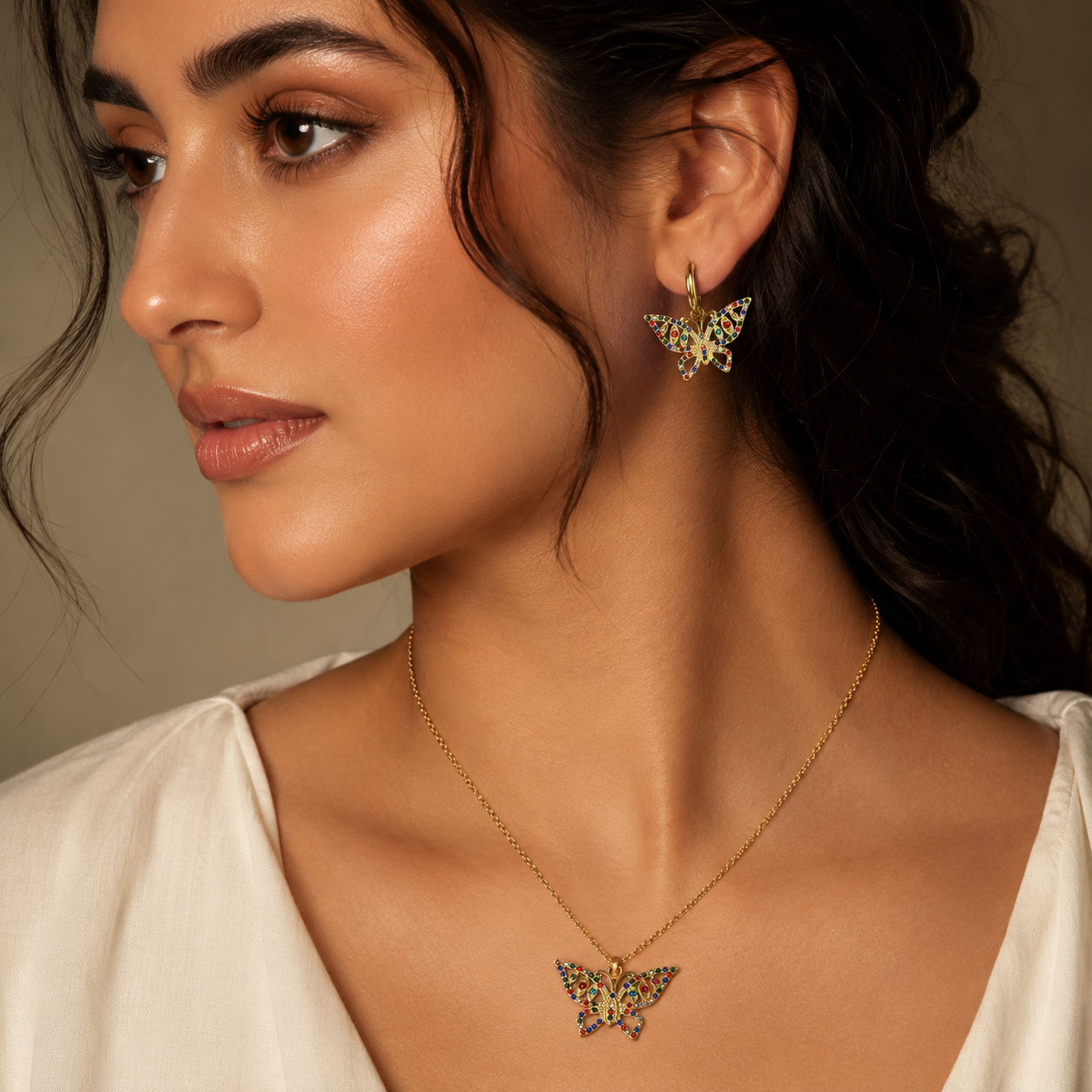 Prisma Butterfly Necklace & Earrings Set