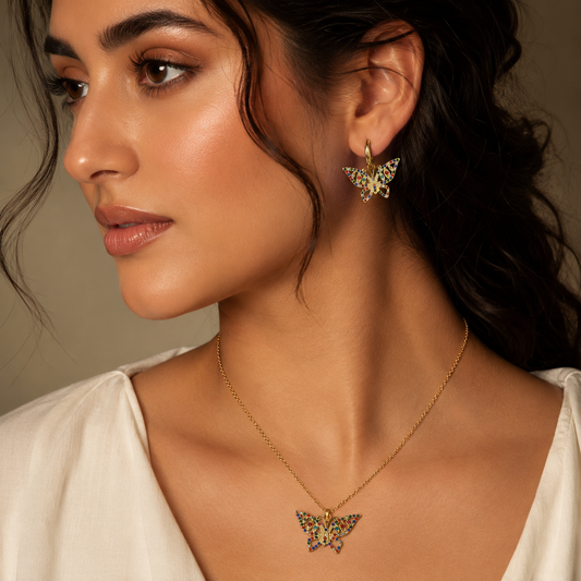 Prisma Butterfly Necklace & Earrings Set