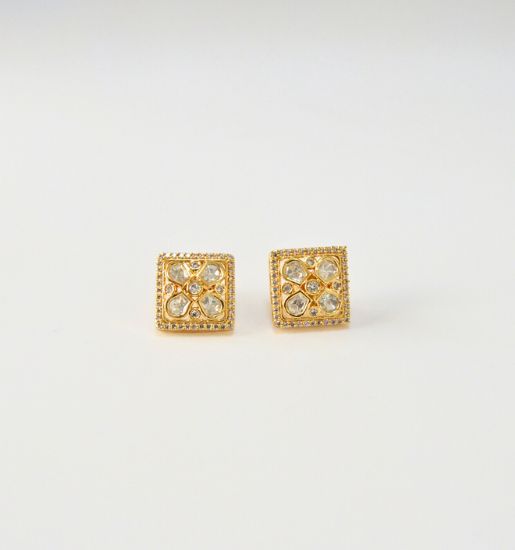 Square Kundan Stud Earrings | Andaazs