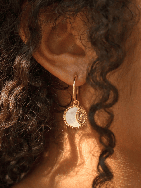 Starlight Gold Shell Coin Drop Earrings