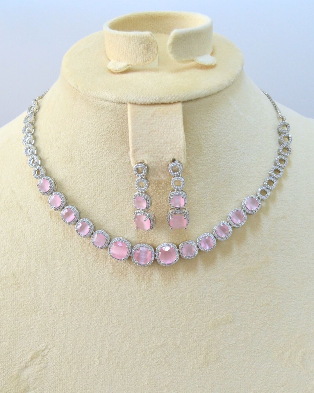 Tarang CZ Necklace Set (available in pink, white & black)