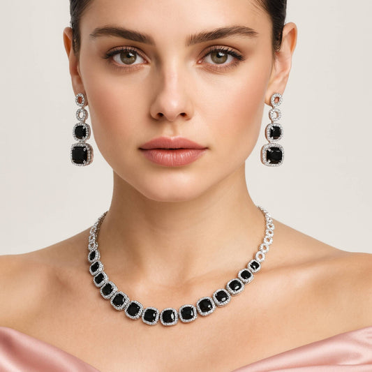 Tarang CZ Necklace Set (available in pink, white & black)