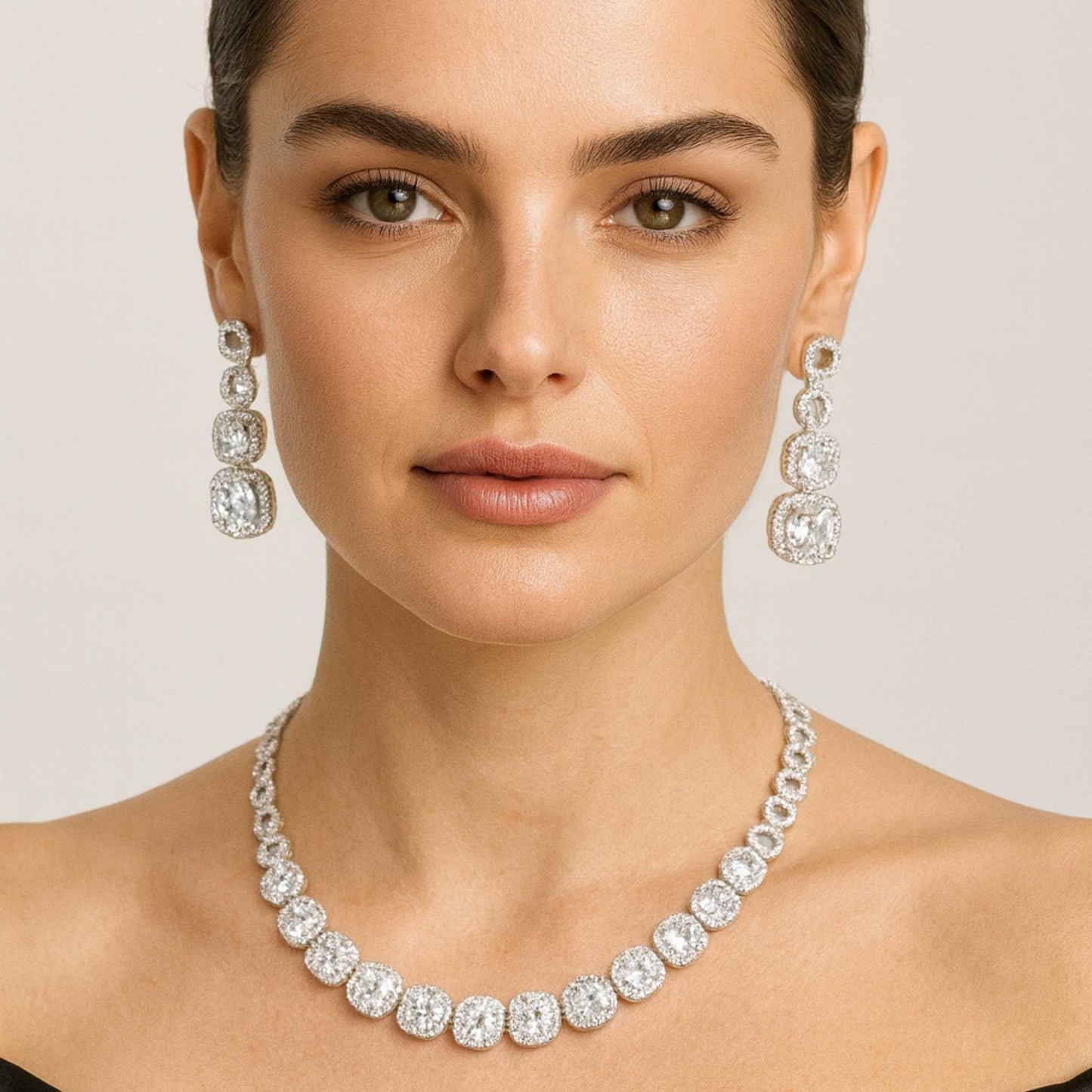 Tarang CZ Necklace Set (available in pink, white & black)