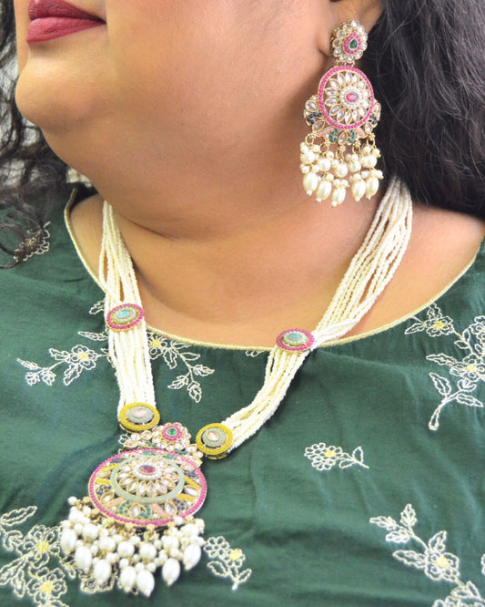 Malika Pearl Pendant Set Multicolor
