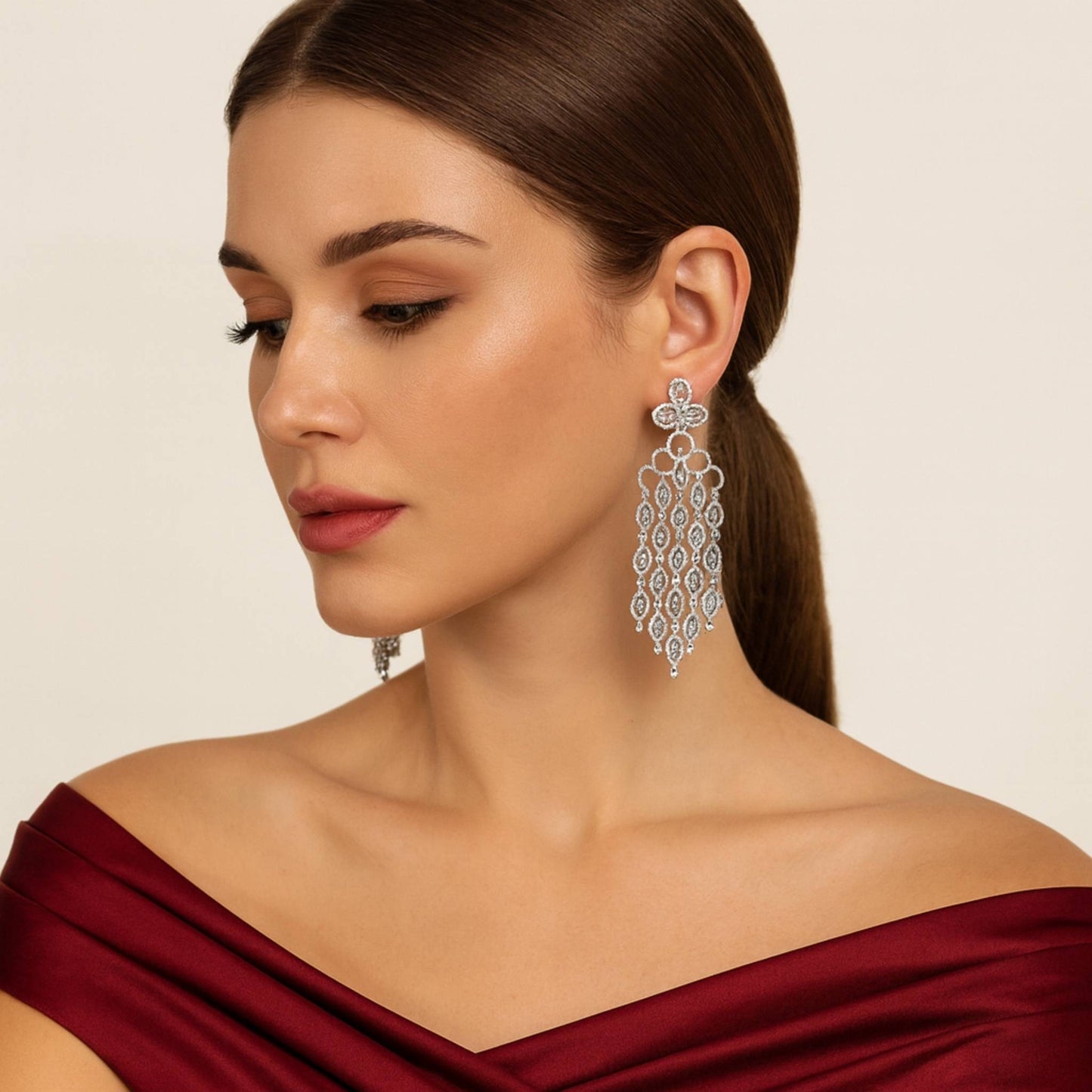 Zareen Zirconia Chandelier Earrings