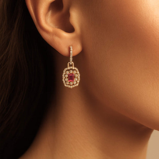 Zarina CZ Drop Earrings (Magenta, Pink, Black, Blue, Green, White)