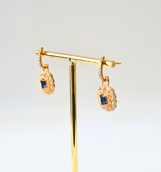 Zarina CZ Drop Earrings (Magenta, Pink, Black, Blue, Green, White)