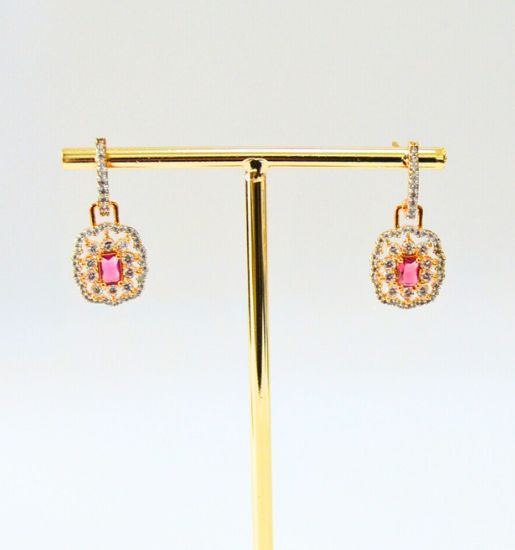Zarina CZ Drop Earrings (Magenta, Pink, Black, Blue, Green, White)
