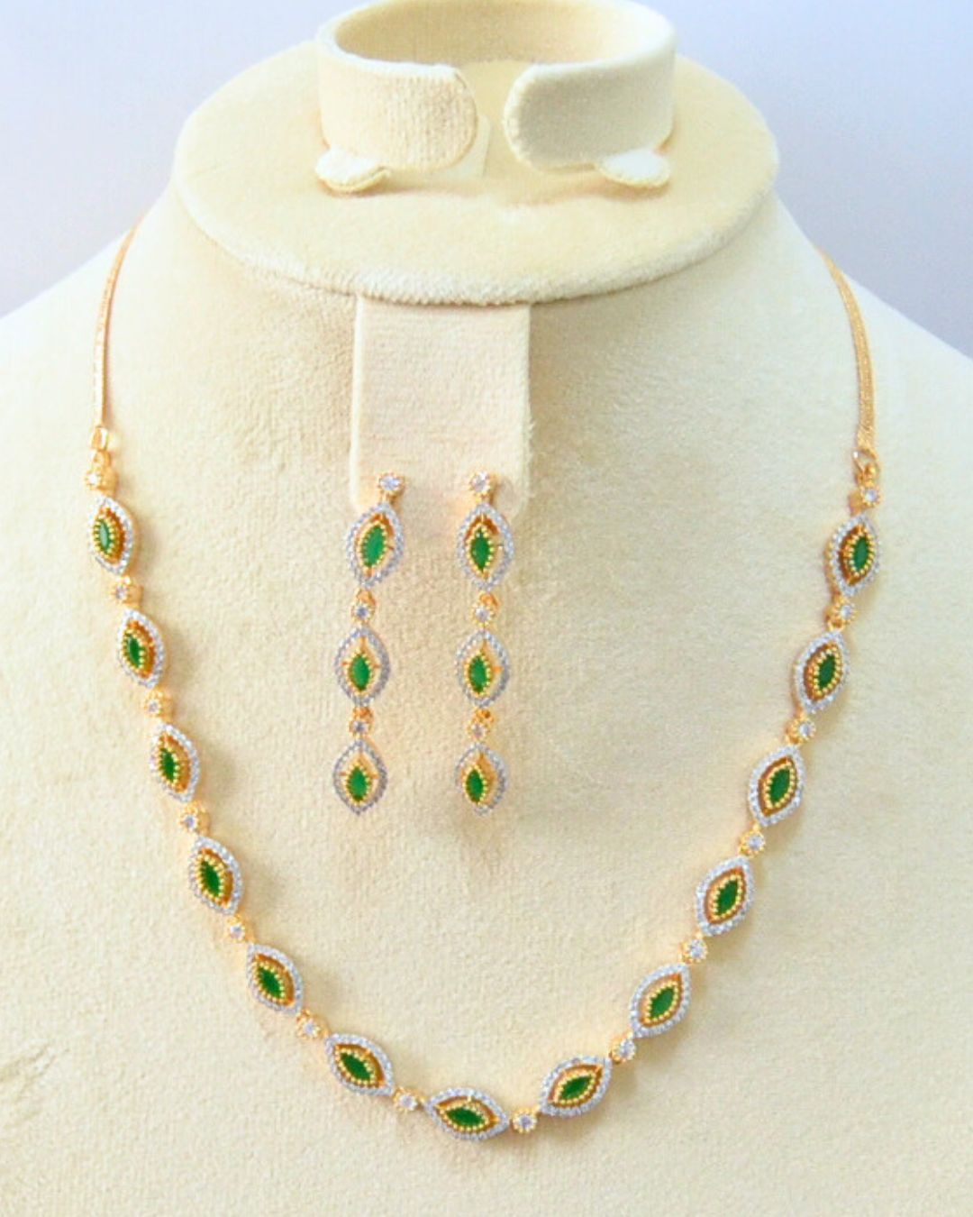Ziva CZ Necklace Set (available in pink, red & green)