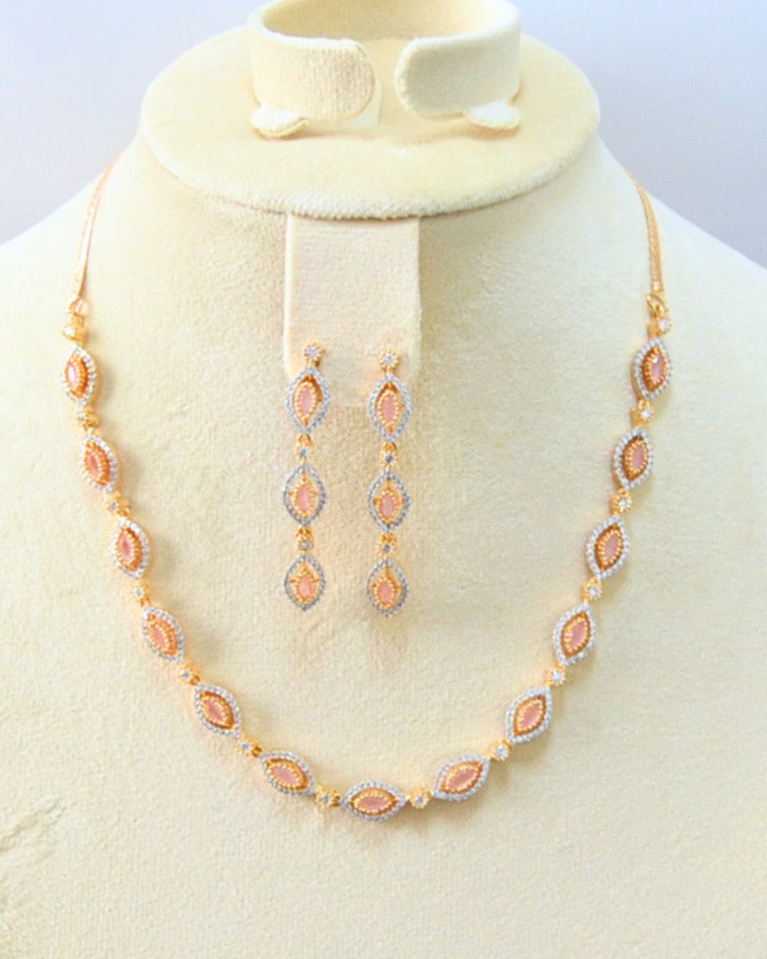 Ziva CZ Necklace Set (available in pink, red & green)