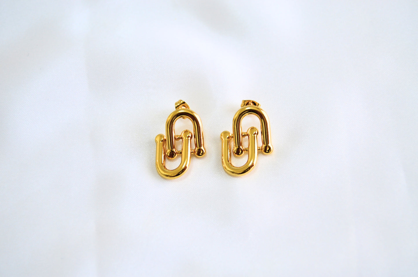 Eclipse Clip Style Gold Drop Earrings