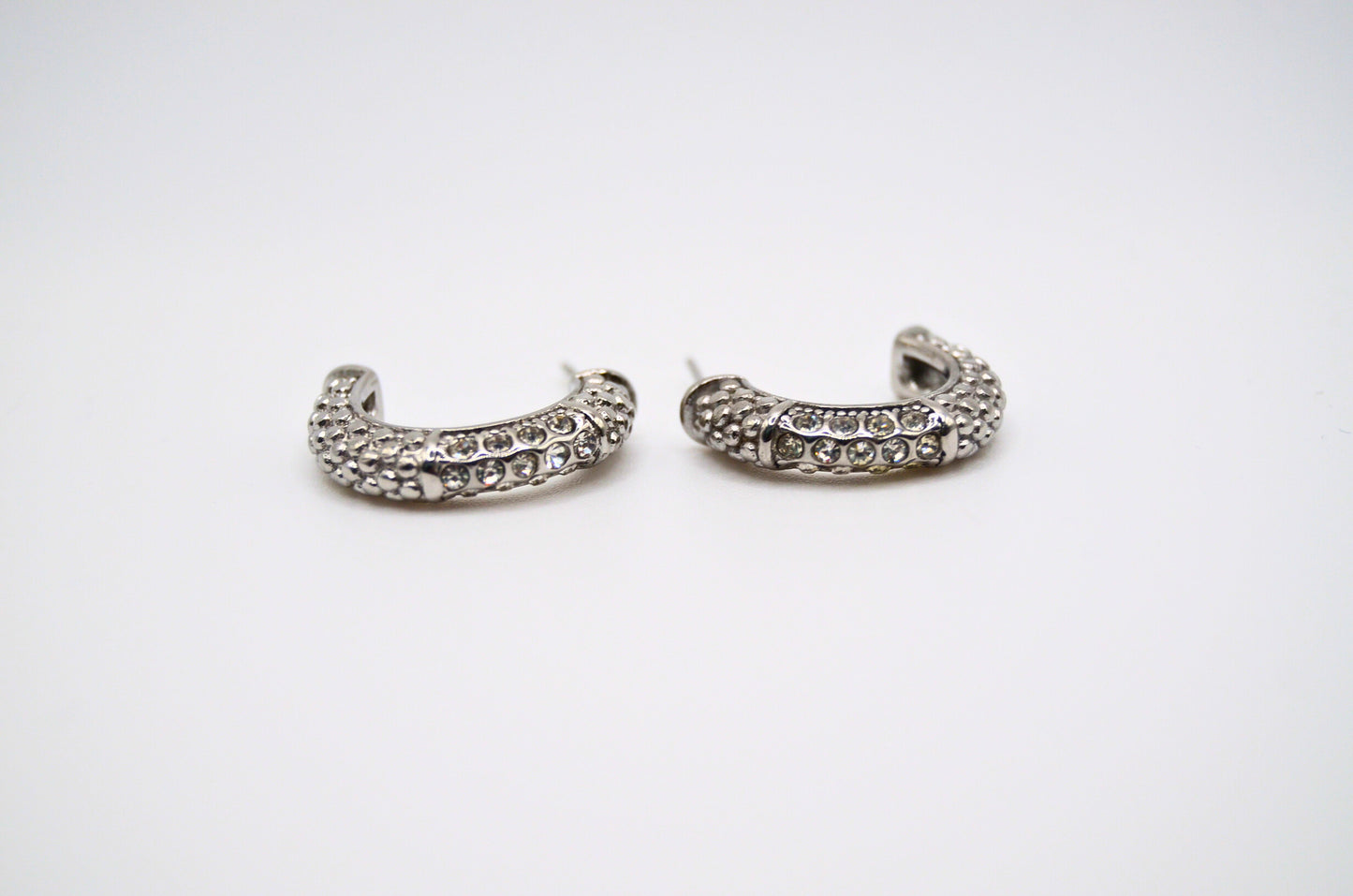 Elegance Silver & Crystal Huggie Earrings