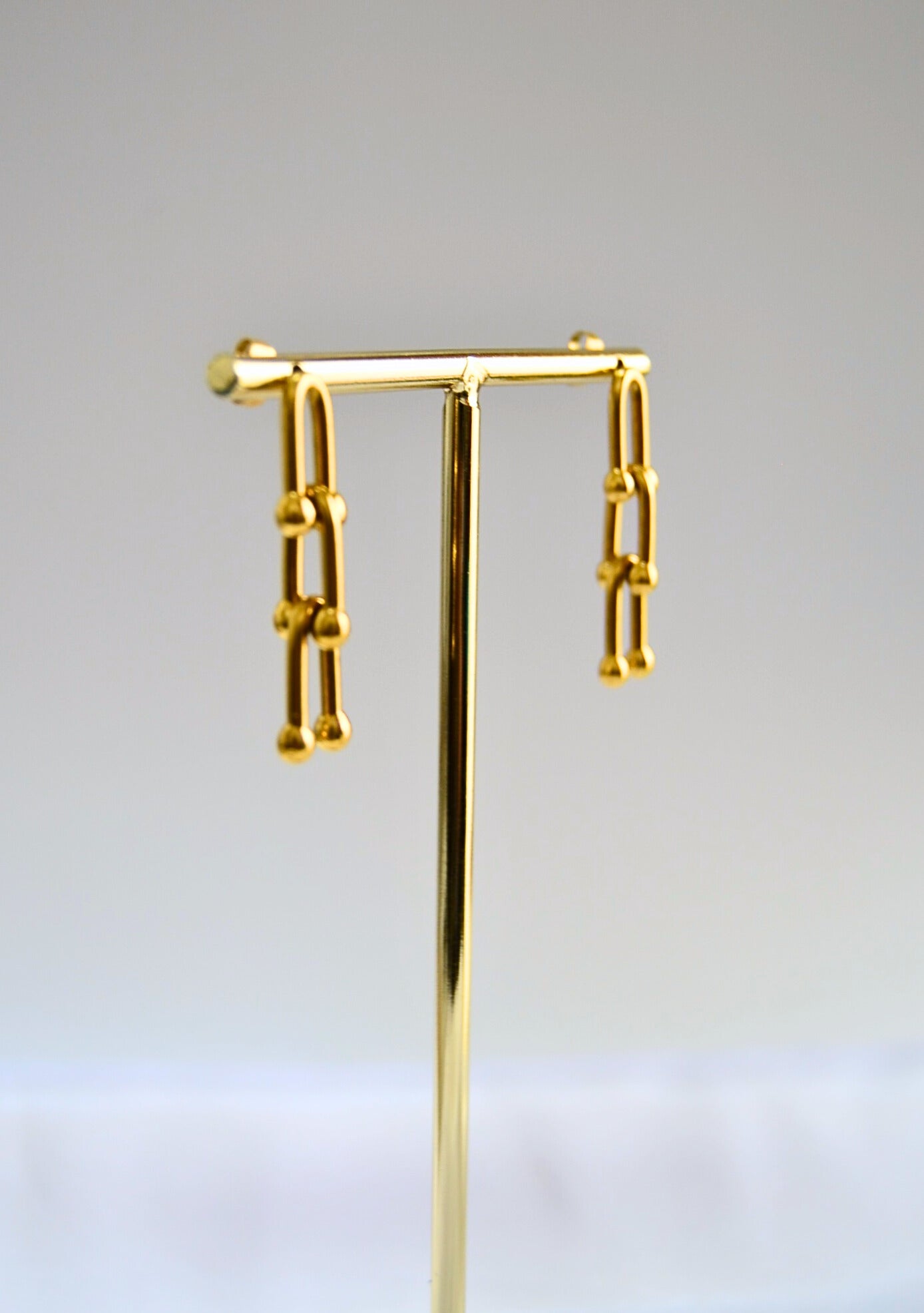 Eclipse Clip Style Multilayer Gold Drop Earrings